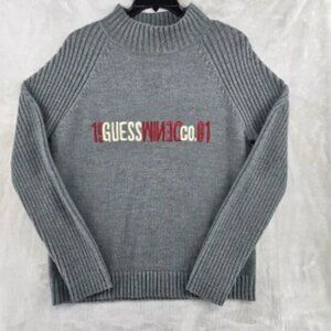 RARE Vtg Guess Jeans Denim Co Mens Large Knit Acrylic Sweater‎ Ribbed Kint Y2k